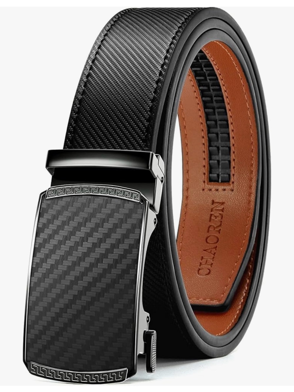 Men's Black Reversible Leather Ratchet Belt